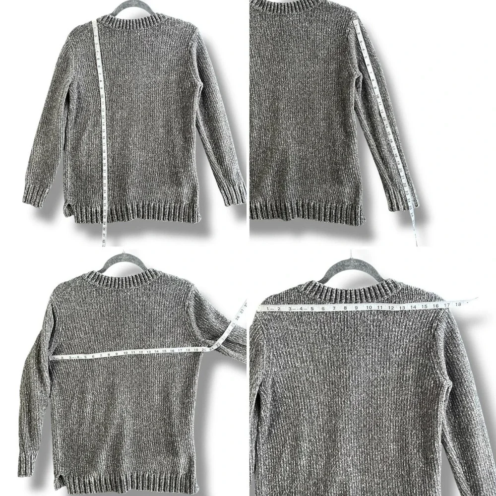 Orvis Sweater Womens Medium Gray Chenille Pullover‎ V Neck Long Sleeve Cozy Knit
